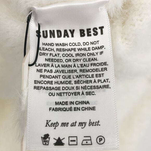 Sunday Best Women's Kitten Sweater Medium White Fuzzy Jersey Knit Crewneck - Picture 9 of 10